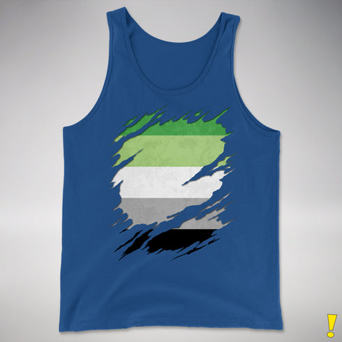 Aromantic Pride Flag Ripped Reveal Premium Tank Top - Royal Blue